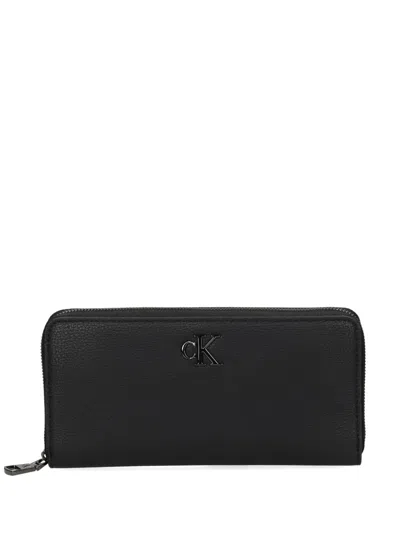 Calvin Klein Jeans Est.1978 Logo-plaque Faux Leather Wallet In Black