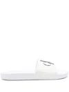 Calvin Klein Jeans Est.1978 Logo-print Canvas Slides In White