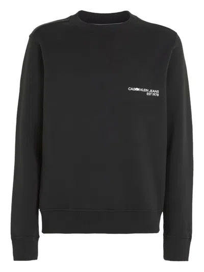 Calvin Klein Jeans Est.1978 Logo-print Crew-neck Sweatshirt In Black