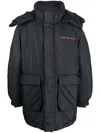Calvin Klein Jeans Est.1978 Logo Print Hooded Parka In Black