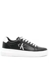 Calvin Klein Jeans Est.1978 Logo-print Leather Sneakers In Black