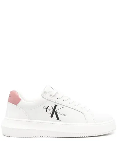 Calvin Klein Jeans Est.1978 Logo-print Leather Trainers In White