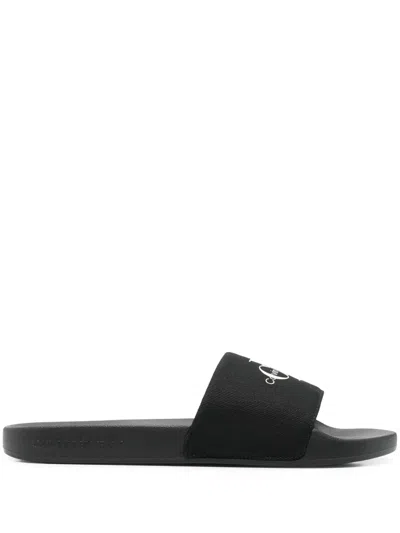 Calvin Klein Jeans Est.1978 Logo-print Slides In Black