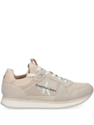 Calvin Klein Jeans Est.1978 Logo Trainers In Neutrals