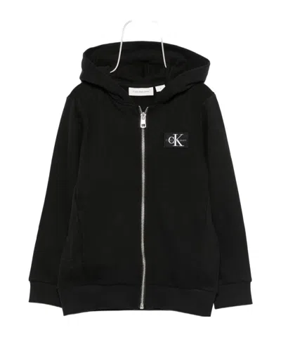 Calvin Klein Jeans Est.1978 Logo Zip Through Hoodie In Black