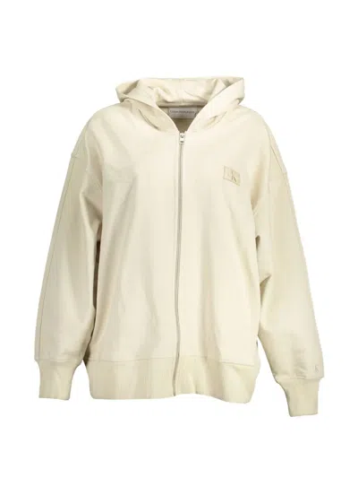 Calvin Klein Jeans Est.1978 Logo-patch Zip-up Hoodie In Neutral