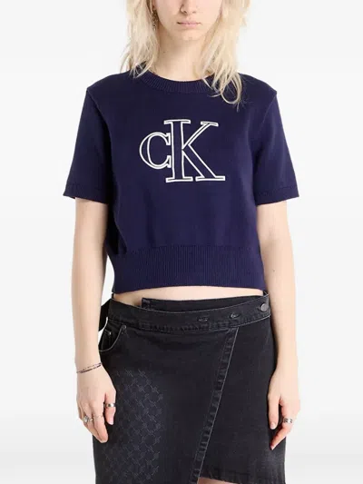 Calvin Klein Jeans Est.1978 Logo-print Top In Blue