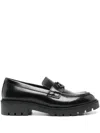 Calvin Klein Jeans Est.1978 Monogram-plaque Leather Loafers In Black