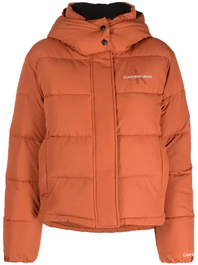 Calvin Klein Jeans Est.1978 Monologo Non Down Puffer Jacket In Orange