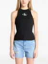 Calvin Klein Jeans Est.1978 Monologo Ribbed Tank Top In Black