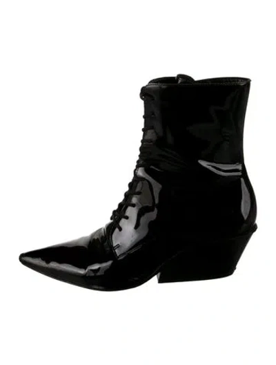 Pre-owned Calvin Klein Jeans Est.1978 Patent Leather Lace-up Boots In Black