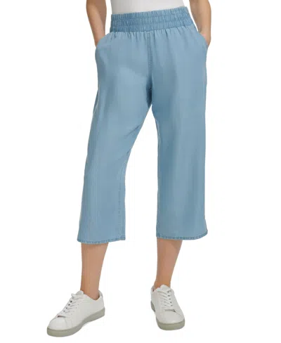 Calvin Klein Jeans Est.1978 Petite Cropped Twill Pull-on Pants In Chambray