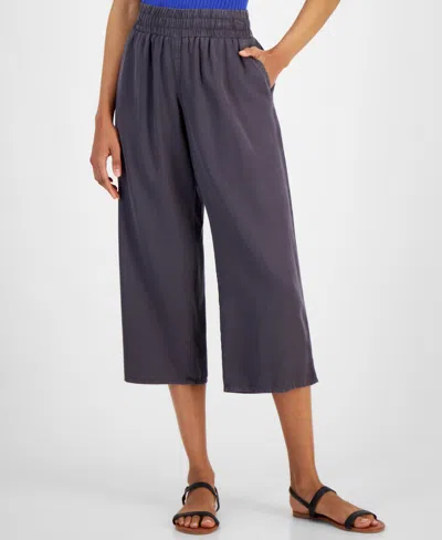 Calvin Klein Jeans Est.1978 Petite Cropped Twill Pull-on Pants In Forged Iron