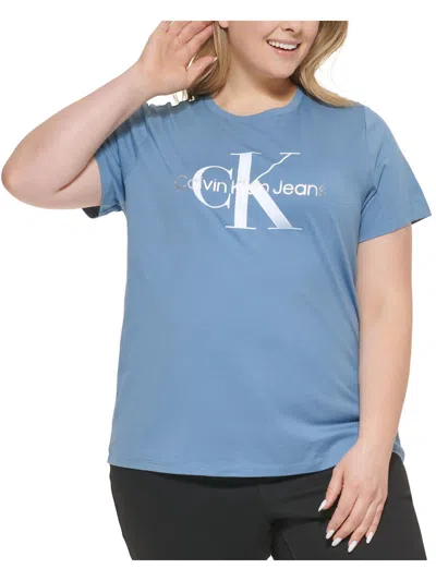 Calvin Klein Jeans Est.1978 Plus Womens Logo Tee Graphic T-shirt In Blue