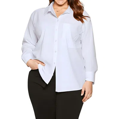 Calvin Klein Jeans Est.1978 Plus Womens Pocket Cotton Button-down Top In White