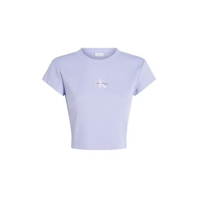 Calvin Klein Jeans Est.1978 Monologo Baby Tee In Purple