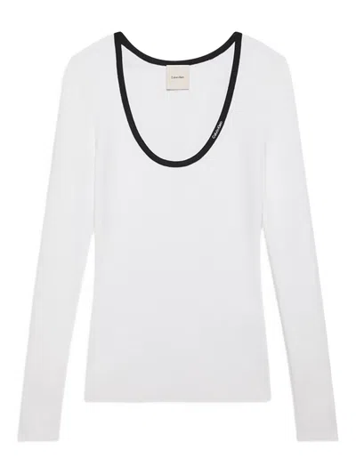Calvin Klein Jeans Est.1978 Ribbed Trim Top In White