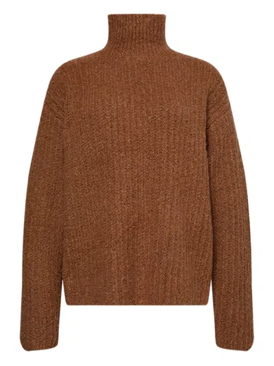 Calvin Klein Jeans Est.1978 Roll-neck Textured Sweater In Brown