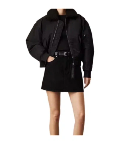 Calvin Klein Jeans Est.1978 Sateen Aviator Jacket In Black
