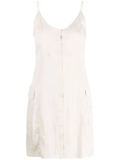 Calvin Klein Jeans Est.1978 Sleeveless Button-up Mini Dress In Nude