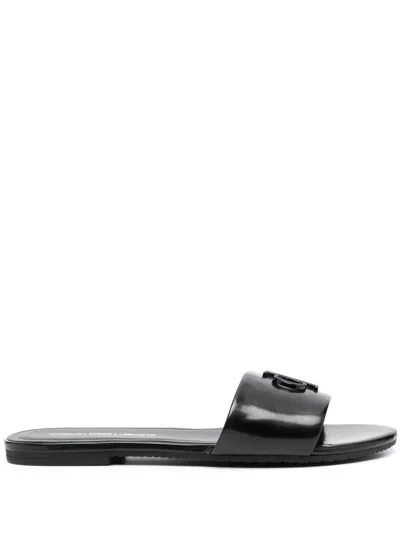 Calvin Klein Jeans Est.1978 Slip-on Logo Lettering Sandals In 黑色