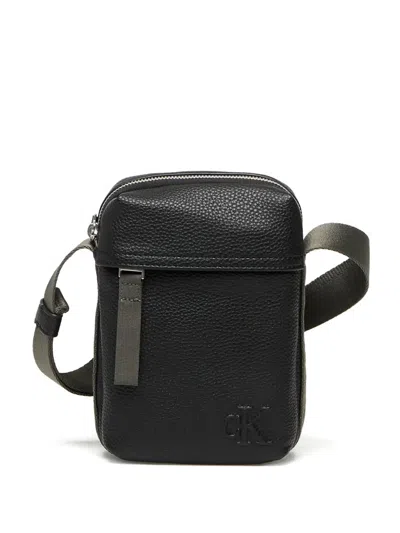 Calvin Klein Jeans Est.1978 Small Logo-embossed Messenger Bag In Black