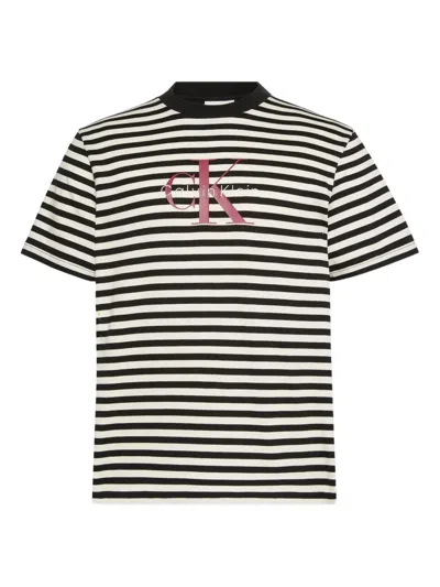 Calvin Klein Jeans Est.1978 Striped Logo T-shirt In Multi