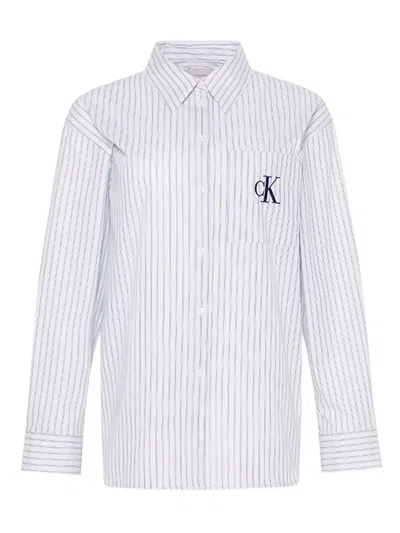 Calvin Klein Jeans Est.1978 Striped Pocketed Shirt In White