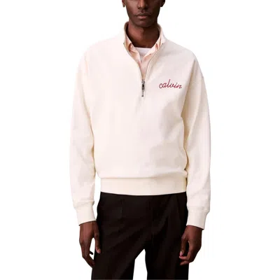 Calvin Klein Jeans Est.1978 White Cotton Sweatshirt In Neutral