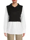 Calvin Klein Jeans Est.1978 Women's 2-piece Shirt & Cropped Vest Set In Black White