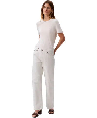 Calvin Klein Jeans Est.1978 Women's 90s Straight-leg Rigid Jeans In Chalk White