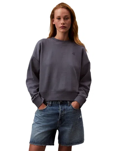 Calvin Klein Jeans Est.1978 Women's Archive Logo Cotton Crewneck T-shirt In Gray