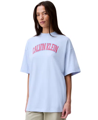 Calvin Klein Jeans Est.1978 Women's Boxy Varsity Logo T-shirt In Heather