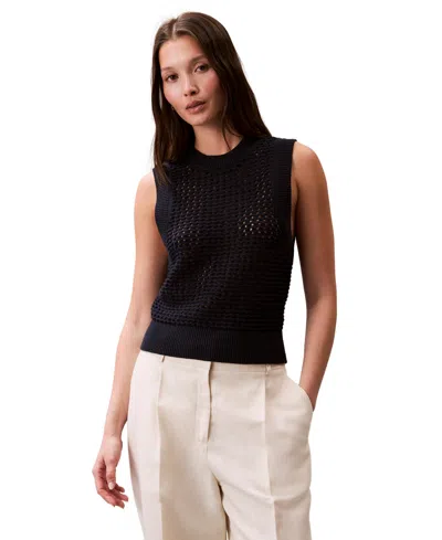 Calvin Klein Jeans Est.1978 Women's Cotton Open-stitch Tank Sweater