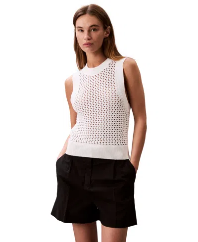 Calvin Klein Jeans Est.1978 Women's Cotton Open-stitch Tank Sweater
