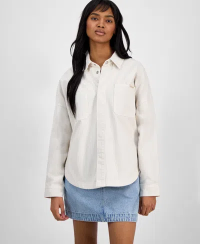 Calvin Klein Jeans Est.1978 Women's Cotton Oversized Utility Shirt In Soft Bone