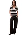 Calvin Klein Jeans Est.1978 Calvin Klein Women's Cotton Rib Stripe Polo Shirt In Black