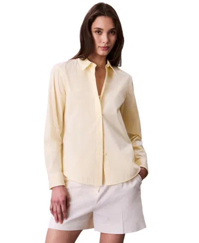 Calvin Klein Jeans Est.1978 Women's Cotton Poplin Stretch Relaxed Button-down Shirt