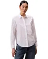 Calvin Klein Jeans Est.1978 Women's Cotton Poplin Stretch Relaxed Button-down Shirt In White