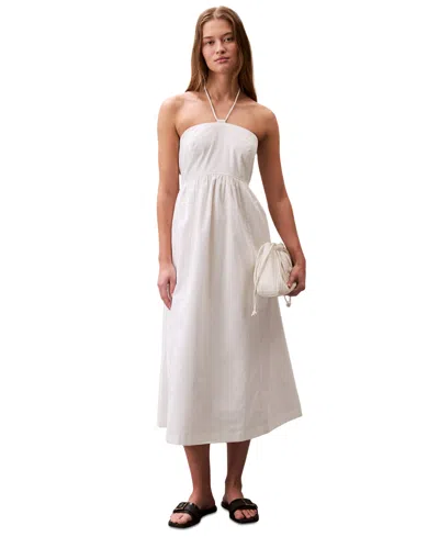 CALVIN KLEIN JEANS EST.1978 WOMEN'S COTTON TWILL HALTER DRESS