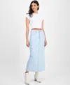 Calvin Klein Jeans Est.1978 Women's Denim Maxi Skirt In Bleached Indigo