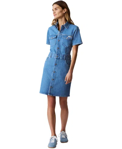 Calvin Klein Jeans Est.1978 Women's Denim Trucker Dress In Riptide