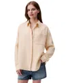 Calvin Klein Jeans Est.1978 Women's Double Gauze Roll-tab-sleeve Button-down Shirt In Neutral