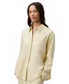 Calvin Klein Jeans Est.1978 Women's Double Gauze Roll-tab-sleeve Button-down Shirt In White