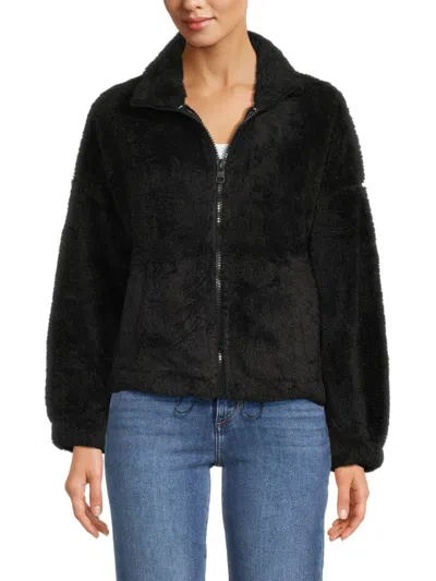 Calvin Klein Jeans Est.1978 Women's Drop Shoulder Faux Fur Jacket In Black