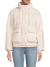 Calvin Klein Jeans Est.1978 Women's Faux Fur Jacket In Chalk