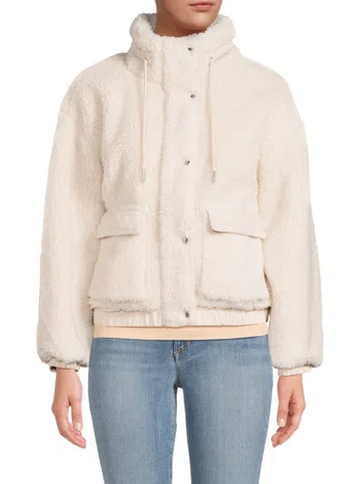 Calvin Klein Jeans Est.1978 Women's Faux Fur Jacket In Chalk