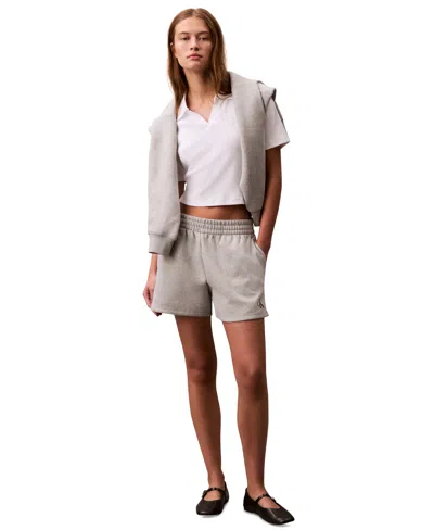 Calvin Klein Jeans Est.1978 Women's Fleece Logo Pull-on Shorts In Gray