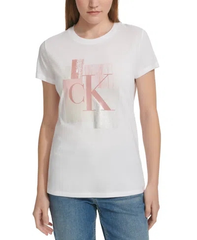 Calvin Klein Jeans Est.1978 Women's Foiled Collage-print T-shirt In Enchant
