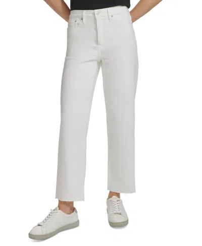 Calvin Klein Jeans Est.1978 Women's High-rise Cropped Stretch Cut-hem Denim Jeans In White
